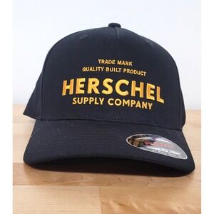 Herschel Hat Cap Fitted Mens Large XL Black Flexfit Embroidered Supply Company